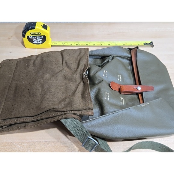 Vintage Swiss Army Military‎ Bag Bread Messenger Canvas Leather Military PICK* - Picture 4 of 11